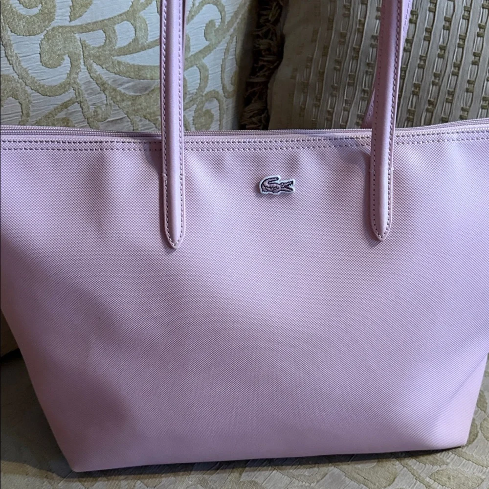 LACOSTE Large L.12.12 Concept Tote Bag, small wallet and wristlet bundle Pink - Picture 4 of 16